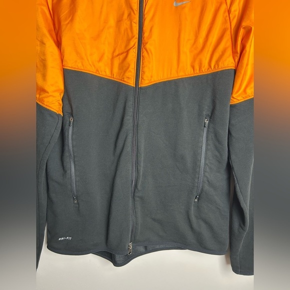 VTG Y2K Nike NR Jacket Men L center Swoosh Running Dri-Fit Orange Black Full-Zip - Picture 4 of 16
